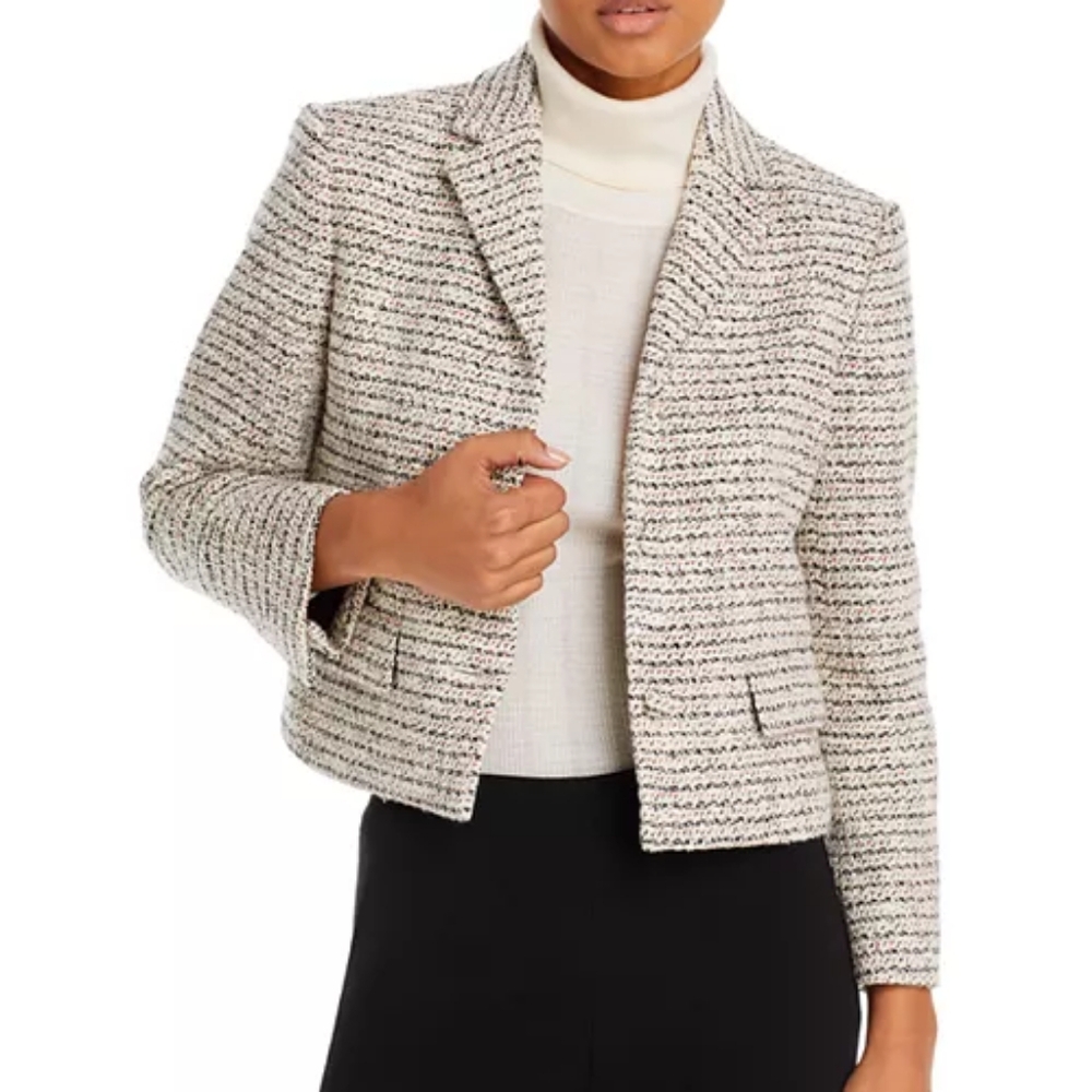 Theory Women's Preston Cropped Jacket – Ivory | Tailored Lightweight Layering - Picture 2 of 10